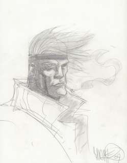 Micah J Gunnell - gambit from the x-men pencil art commission - signed