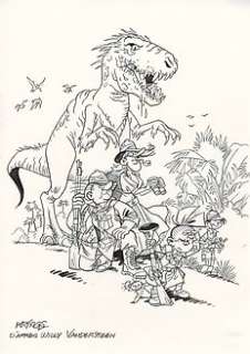 Krings, Jean-Marc | Krings, Jean-Marc - Dessin original + crayonné original - Hommage à Willy Vandersteen | Catawiki