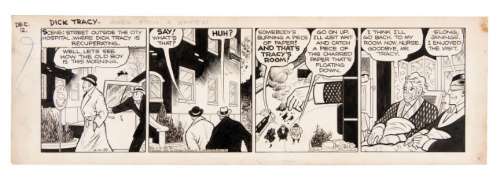 "DICK TRACY" 1938 DAILY COMIC STRIP ORIGINAL ART WITH TRACY & VILLAIN KARPSE. | Hake’s