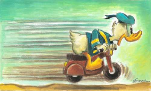Joan Vizcarra | Donald Duck: The Quackiest Race Ever! - Original Painting - 48 x 30 cm - Joan Vizcarra Signed - Original Artwork - Acrylic Art | Catawiki