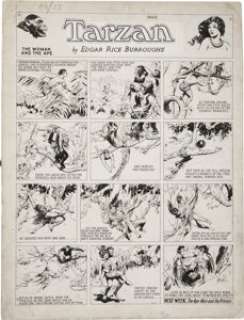 Hal Foster Tarzan Sunday Comic Strip Original Art dated 4-2-33 (United Features Syndicate, 1933). From early on - | Heritage