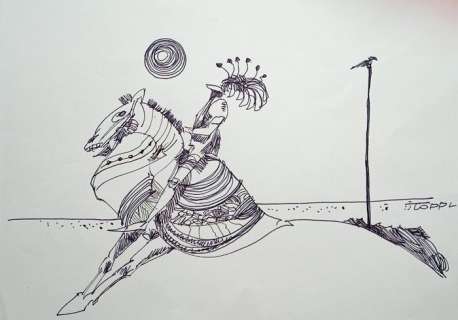 Toppi, Sergio | Toppi, Sergio - Dibujo original "Caballero" | Catawiki