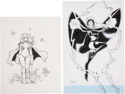 Joe Rubinstein and Steve Mannion Storm and Red Sonja Illustration Original Art Group of 2 (2004-09). Two pen -