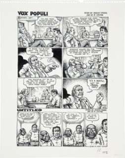 Robert Crumb and Harvey Pekar American Splendor #5 "Vox Populi/Untitled" One-page Story Original Art -