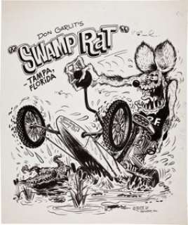 Ed "Big Daddy" Roth Swamp Rat Rat Fink Hot Rod Illustration Original Art (1964). Grab hold of your - | Heritage