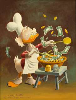 Carl Barks Banker’s Salad Painting Original Art (1975). This delightful image of the old duck miser, Uncle - | Heritage