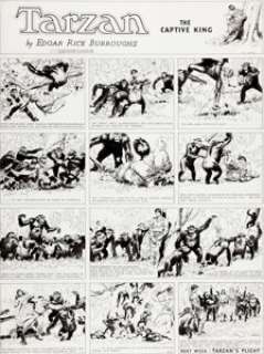 Hal Foster Tarzan Sunday Comic Strip #150 Original Art dated 1-21-34 Once Owned by Frank Frazetta (United Features - | Heritage