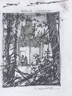 Régis Loisel | La Dernière Maison Juste Avant la Forêt, Etude de couverture | Galerie 9ème Art