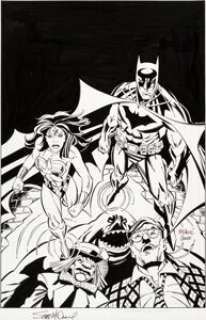Scott McDaniel and Andy Owens Batman: False Faces #1 Cover Original Art (DC, 2009). Wonder Woman and Batman -