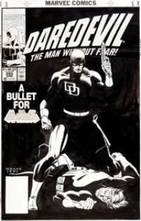 Lee Weeks Daredevil #293 Cover Original Art (Marvel, 1991). What an iconic cover image -- The Punisher down, -