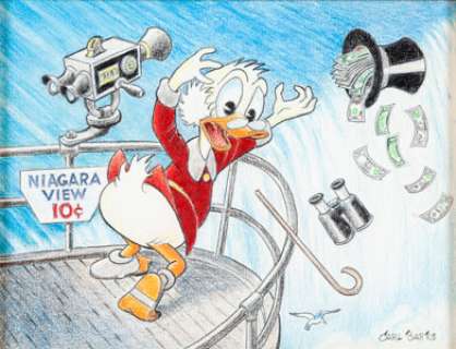 Carl Barks Save A Dime, Lose A Bundle! Uncle Scrooge Illustration Original Art (Disney, 1996). Niagara - | Heritage
