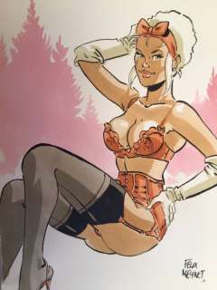 Meynet, Félix | Meynet, Félix - Dessin original couleur - Mirabelle coquine en forêt | Catawiki