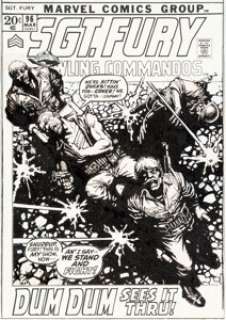 Gil Kane and Ralph Reese Sgt. Fury and His Howling Commandos #96 Rejected Cover With Stat Pin-Up Page Group of 2 O... (Total: 2 Original Art)