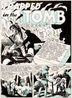 George Roussos Crime Patrol #16 Complete 7-Page Story "Trapped in the Tomb" Original Art (EC, 1950).... (Total: 7 Original Art) | Heritage