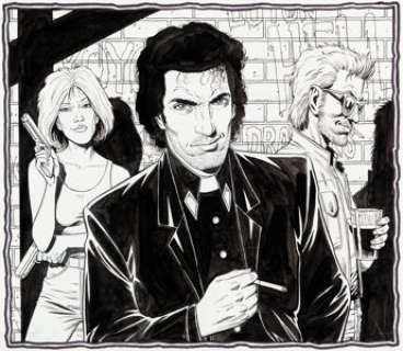  - Steve Dillon Preacher Poster Illustration Original Art (DC/Vertigo, c. 1996)....