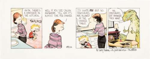 Bill Watterson Calvin and Hobbes Daily Comic Strip Original Art dated 2-6-87 (United Feature Syndicate, 1987)....