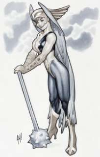 Adam Hughes - Hawkgirl Statue Design Illustration Original Art (c. 2011).... | Heritage