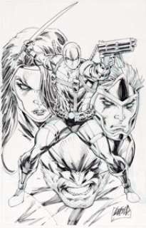 Rob Liefeld Bloodstrike #3 Cover Original Art (Image, 2017). Collage cover featuring the members of the -