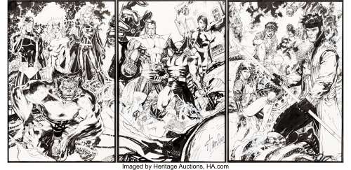 Jim Lee - X-Men Triptych Commission Original Art (2002-2012). This uncanny triptych of images was actually - | Heritage