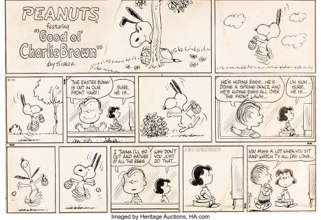 Charles Schulz Peanuts Sunday Comic Strip Snoopy Original daté 14-04-68 (United Feature Syndicate, 1968).... | Heritage