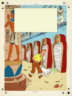 Hergé (Studios) | Tintin, Les cigares du Pharaon, bleu de coloriage et son film noir pour la couverture de l’album. | Septimus