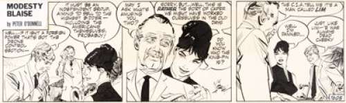 Jim Holdaway - Modesty Blaise Daily Comic Strip #1605 Original Art (London Times Mirror, 1968)....