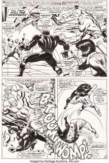 John Buscema and George Tuska - The Avengers #53 Story Page 14 Black Panther and X-Men Original Art (Marvel, 1968)....