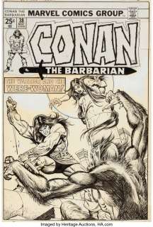 Kane, Gil - Gil Kane and Ernie Chan Conan the Barbarian #38 Cover Original Art (Marvel, 1974)....