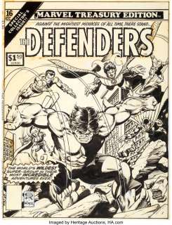 Kane, Gil - Gil Kane and Bob Wiacek Marvel Treasury Edition #16 The Defenders Cover Original Art (Marvel, 1978)....