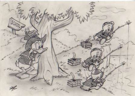 Xavi (Xavier Vives Mateu) | Donald Duck - Truant Officer School - Signed Original Artwork by Xavi - (2022) | Catawiki