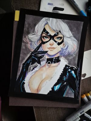 Guilherme Silva - Black Cat by Guilherme Silva - 9" x 11"