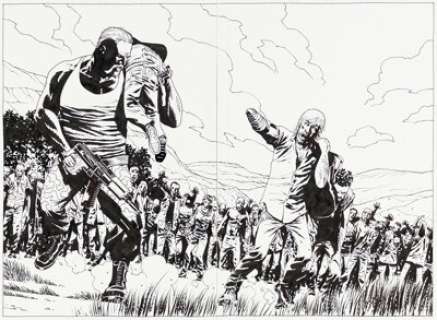Charlie Adlard - Walking Dead #60 Double Splash Pages 2 and 3 Original Art (Image, 2009).