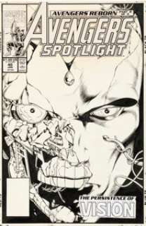 Steve Lightle Avengers Spotlight #40 Vision Cover Original Art (Marvel, 1991).
