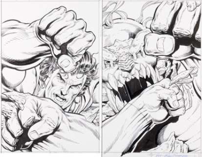 Dan Jurgens and Brett Breeding Superman / Doomsday: Hunter / Prey #3 Front and Back Cover Original Art Group of 2 (DC, 1994). (Total: 2 Original Art)