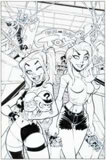 Jon Sommariva Harley Quinn: The Animated Series: Legion of Bats! #2 Variant Cover Original Art (DC, 2022).