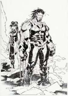 Chris Bachalo and Tim Townsend X-Men: Age of Apocalypse #2 Wolverine and X-23 Splash Page 24 Original Art (Marvel, 2005).
