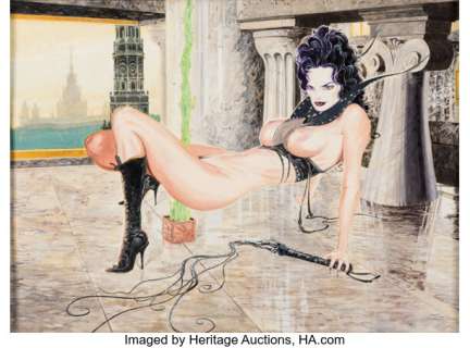 Denis Sire Julie Pin-Up Painting Original Art (1997).