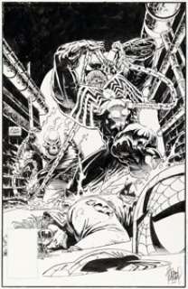 Adam Kubert Ghost Rider / Blaze: Spirits of Vengeance #5 Spider-Man and Venom Cover Original Art (Marvel, 1992).