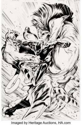 Alexander Lozano and Wade von Grawbadger Empyre #3 Black Panther Variant Cover Original Art (Marvel, 2020).