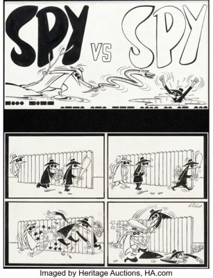 Antonio Prohías MAD #72 "Spy vs. Spy" Complete 1-Page Story Original Art Group of 2 (EC, 1962). (Total: 2 Original Art)