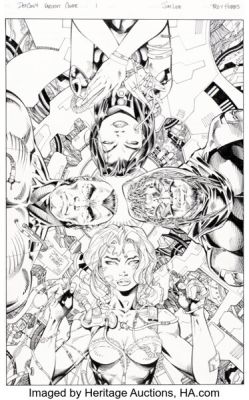 Jim Lee and Troy Hubbs Defcon 4 #1 Variant Cover Original Art (Image, 1996).