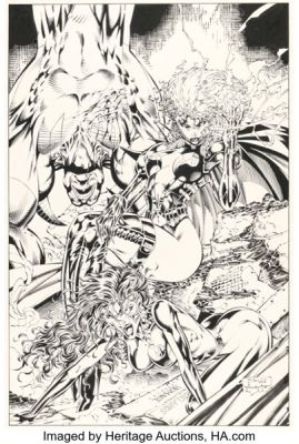 Jim Lee and Scott Williams WildC.A.T.s: Covert Action Teams #11 Cover Original Art (Image, 1994). | Heritage