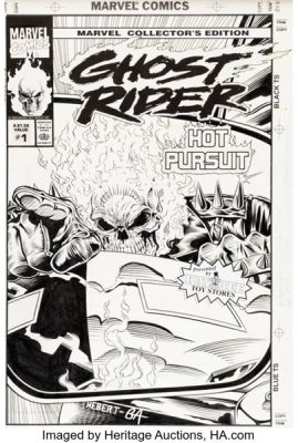 John Hebert and Bill Anderson Ghost Rider Collector‘s Edition #1 Cover Original Art (Marvel, 1993).