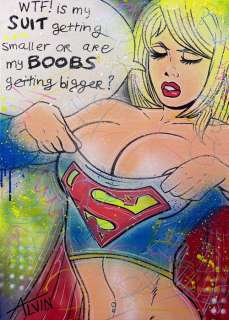 Alvin Silvrants | Supergirl - Super Boobs - Original drawing in colour by Alvin Silvrants | Catawiki