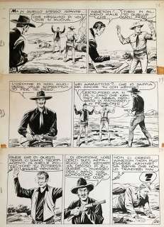 Galep (Aurelio Galleppini) - Original page for Tex n. 58. Cm. 25x35. Three strips. Ink. Mint