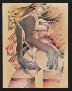 Yvon Adam - Dessin aux crayons de couleur " Belles paires " | Catawiki