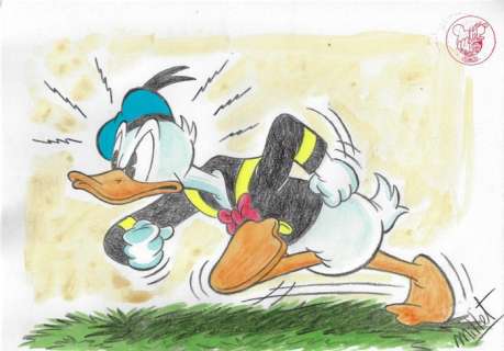 Millet - 1 Colour pencil drawing - Donald Duck - enfadado - 2023 | Catawiki