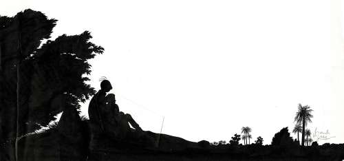 Frank Le Gall | Théodore Poussin, La terrasse des audiences, double planche originale à l’encre de chine. | Septimus