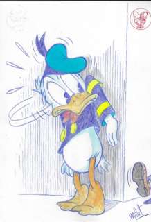 Millet - 1 Colour pencil drawing - Donald Duck - asustado - 2024 | Catawiki