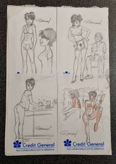 Renaud - 4 Original preliminary drawing - Jessica Blandy + humour x - 4 x crayonné original X | Catawiki